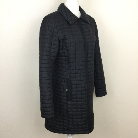 Waterproof Quilted Black Jacket Snap Button Down Size M - Picture 2 of 9